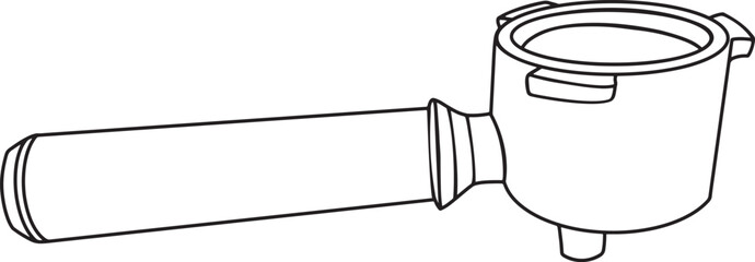 Portafilter Coffee outline vector illustration Black and white line art Minimalist hand drawn design