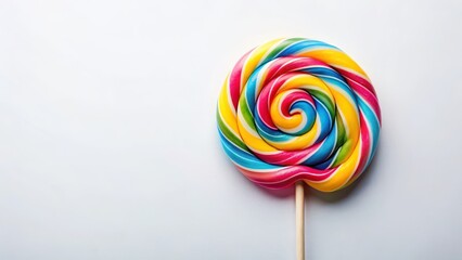 A colorful swirl lollipop with vibrant hues of pink