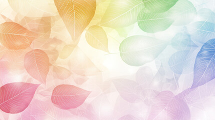 Colorful translucent leaves on white background.