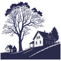  silhouette house image on white background 

