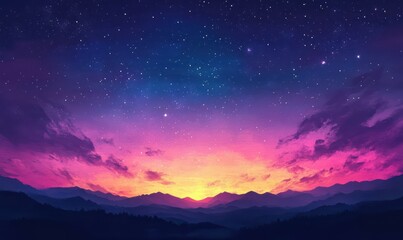 Fototapeta premium Vibrant gradient colors blend beautifully in a nighttime sky