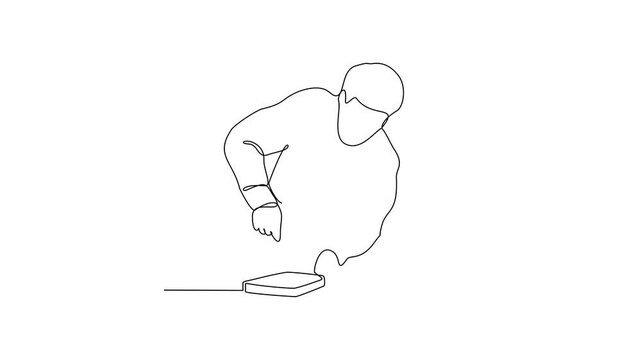 Animated self drawing of a Carpenter is on duty vide design illustration. Carpenter design illustration simple linear style video concept. Carpenter illustration for your video asset design.