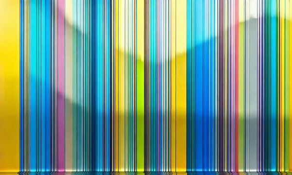 Abstract Background of Vertical Multicolored Lines with Yellow Blue and Brown Stripes in a Modern Geometric Pattern