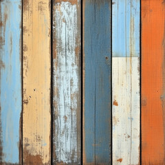 Colorful weathered rustic wood planks background.