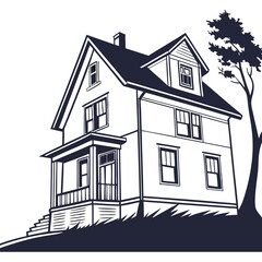  silhouette house image on white background 

