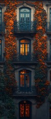 Charming Old Building with Autumnal Vines