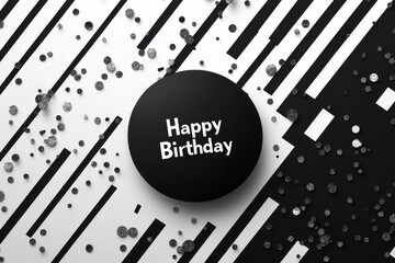 Obraz premium black and white stripes background with silver glitter, text 