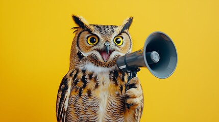 Owl with Megaphone, Communication Concept