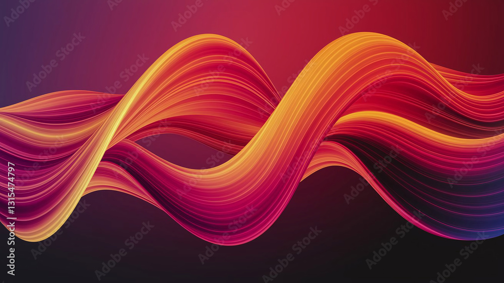 Poster an abstract undulating waves of color stretch horizontally across the canvas