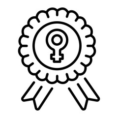 A line icon of a badge with female sign 
