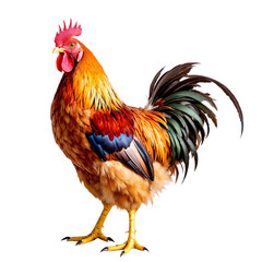 Fototapeta premium Vibrant Rooster Portrait Against a White Background