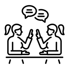 Two debating women, a linear style icon 