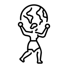 A line style icon of female character carrying heavy burden 