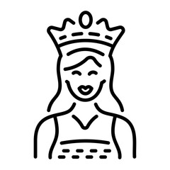 A line style icon of a crowned girl character 
