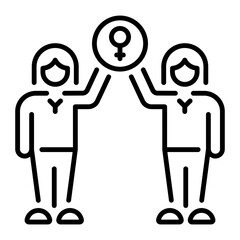 A line style icon depicting female support 