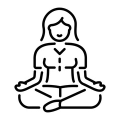A gild doing meditation, linear style icon 