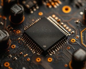 Fototapeta premium Close-up chip on circuit board