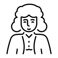 A linear style icon of female judge character 