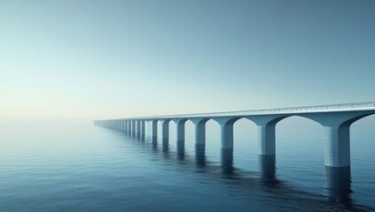 Obraz premium Misty Bridge Over Calm Water