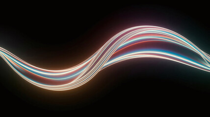 An Abstract Iridescent Holographic Wave Curves Gracefully in Motion Creating an Ethereal and Captivating Visual Experience