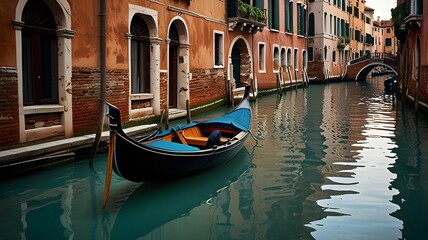 A picturesque gondola ride floating along a quiet canal