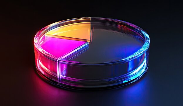 Neon Pie Chart on Dark Background (1) - Powered by Adobe