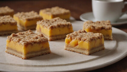 mango crumb bars on a plate