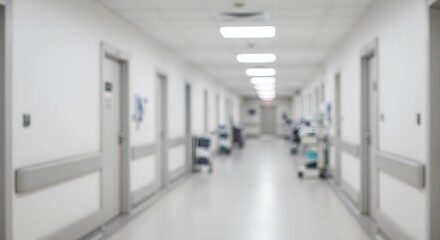 Blurred the background of the corridor in the hospital or clinic, Healthcare and medical concepts, defocused effect.