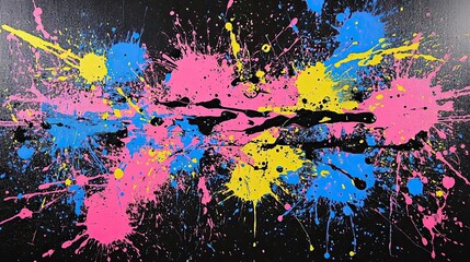 Fototapeta premium Abstract Ink Splatters on Black Canvas