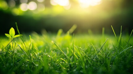 Fototapeta premium Capturing the sunlit bokeh of lush green grass nature gigapixel photography outdoor close-up eco-friendly concept