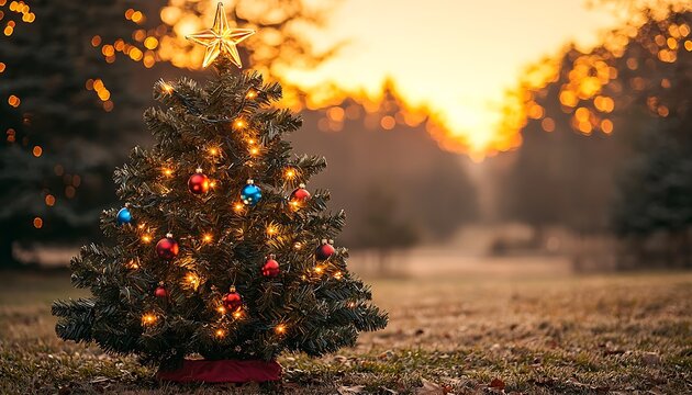 Sunset Christmas Tree for Outdoor Scene. - Powered by Adobe