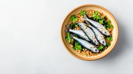 Nutrient-rich fish-based dog meal with sardines, seaweed, and brown rice