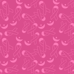 Breast cancer month seamless pink ribbon day mammogram pattern for wrapping paper and medical accessories