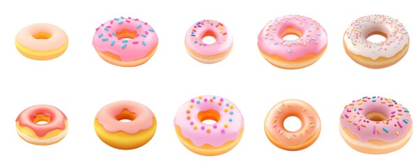 Colorful Donuts with Sprinkles and Icing Collection