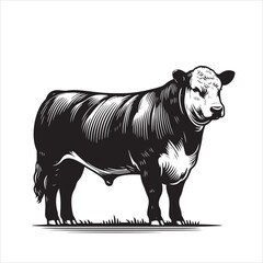 Cow, bull, cow and calf silhouette vector, drawing artwork