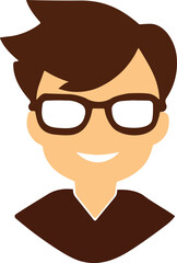 Geek genius boy symbol, intelligent person head, and glasses illustration design 