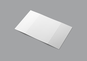 Blank Open Tri-Fold Brochure Mockup on Gray Background – Minimalist Design