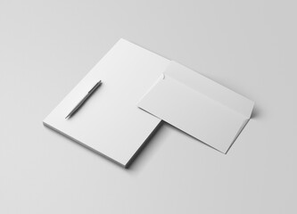 Blank Letterhead, Envelope, and Pen – Minimalist Stationery Mockup