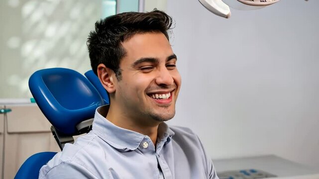 young man sitting on a dentist char