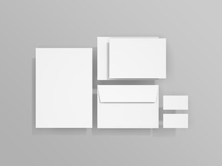 Blank Corporate Stationery Set – Letterhead, Envelopes, and Business Cards Mockup