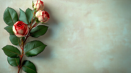 Beautiful single perfect red rose with spring background creating a serene and fresh atmosphere