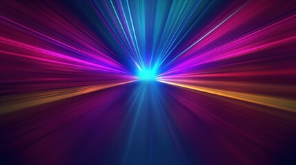 Dive into a vibrant tunnel filled with dynamic neon stripes, creating a mesmerizing experience in a digital landscape.