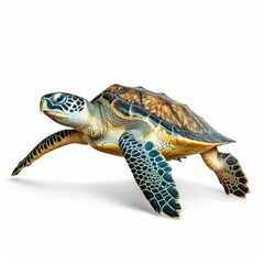 Fototapeta premium A vibrant di cut of a turtle, detailed and isolated on a clean white background, perfect for seathemed designs.
