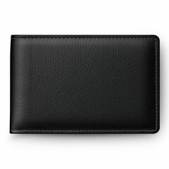 Fototapeta premium A stylish black leather wallet featuring refined stitching, elegantly displayed on a white background.