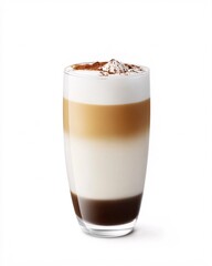 Artfully Blended Iced Latte Captured from a Striking Side Perspective