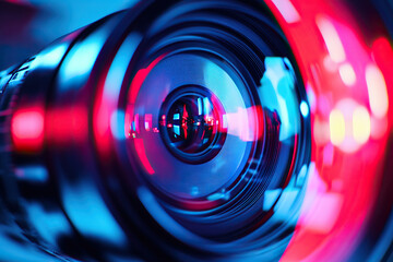 Vibrant Close-Up of a Camera Lens