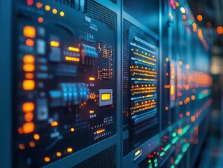 Fototapeta premium A SCADA system monitoring power generation and distribution in a smart energy grid, Industrial Control Systems, Essential and automated