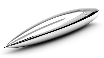Sleek Metal Perfume Bottle on White Background