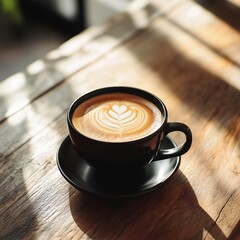 Beautiful Morning Ritual: Flat White in Contemporary Matte Black Cup