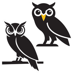 owl on a branch on white background